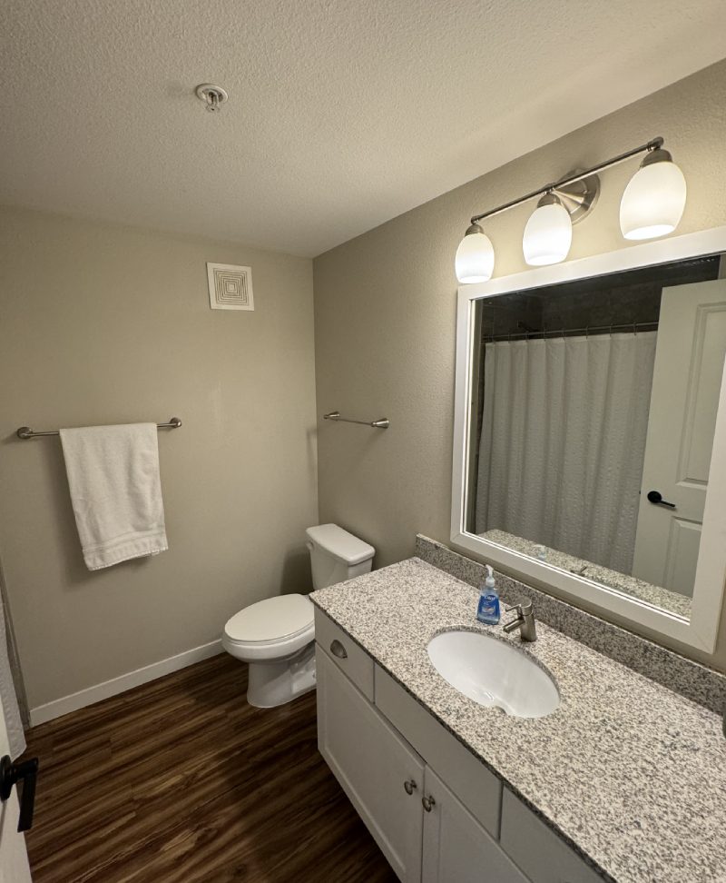 Comfortable furnished living space in a long-term rental apartment.